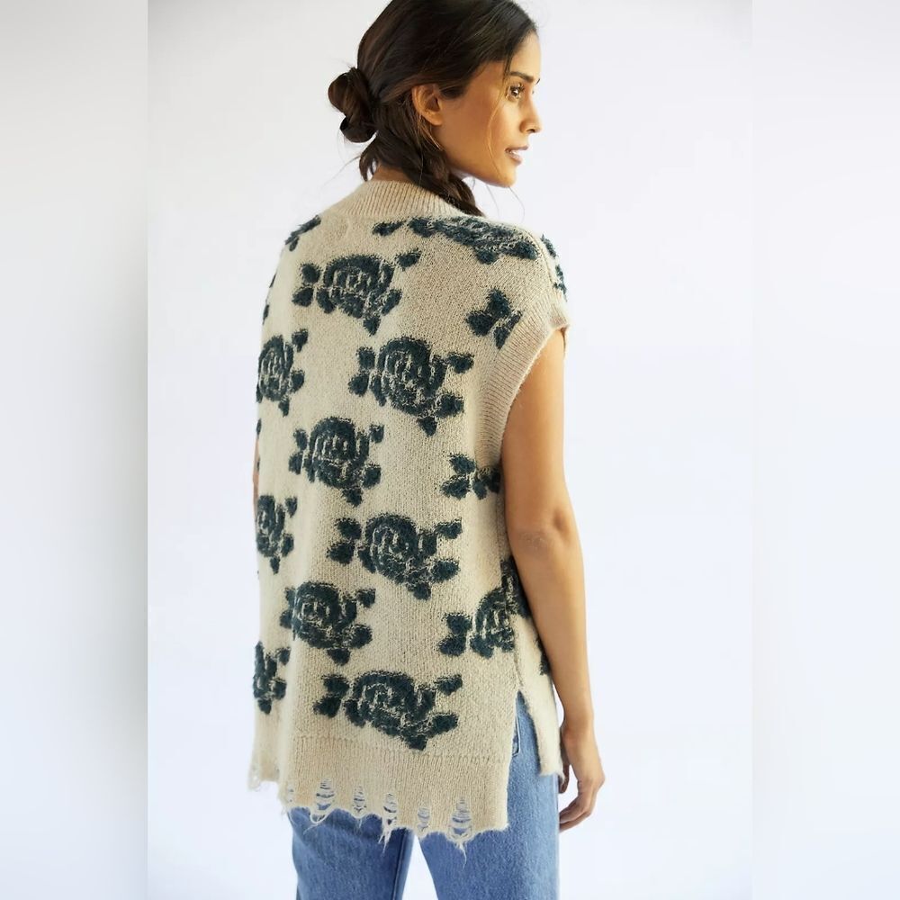 Anthropologie Oversized Rose Floral Vest Size M - Picture 10 of 11